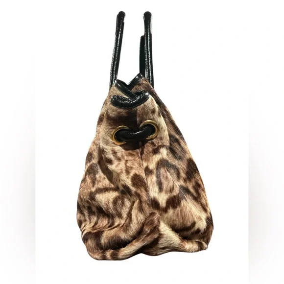 Furla Leather Trimmed Calf Hair Animal Print Satchel - Picture 4 of 11